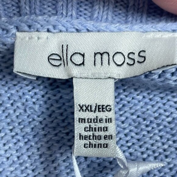 Ella Moss XXL Blue Stripe Crewneck Sweater Women’s Lightweight Knit d0377 - Picture 3 of 8